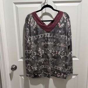 Gray and Pink Patterned Women's Tunic